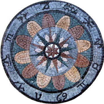 Stone Mosaic Artwork, Zodiac, 18"x18"