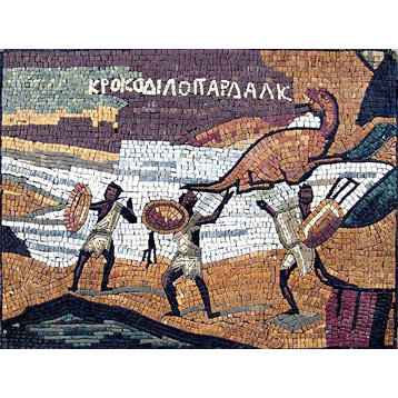 Phoenician Scene Mosaic Art, 35"x47"