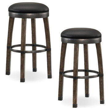 Leick Furniture Favorite Finds 30" Wood Bar Stool in Graystone (Set of 2)