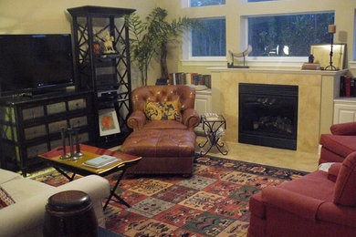 Example of a transitional family room design in Jacksonville