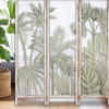 Earthy Opaque Palms Three Panel Room Divider Screen
