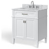 The Drew Bathroom Vanity, White, 30", Single Sink, Freestanding