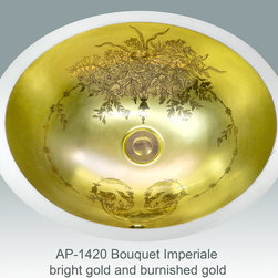 Full Gold & Platinum Decorations by Atlantis Porcelain Art - Bathroom Sinks