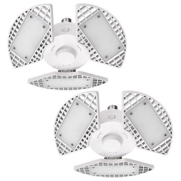 Luxrite 2-Pack LED Garage Light 8000 Lumens Deformable Bright White