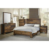 Pemberly Row Farmhouse Wood Queen Panel Bed in Rustic Pine Brown