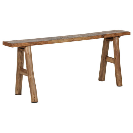 Elaine Acacia Rustic Skinny Bench, Natural by East at Main