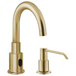 Fontana Showers - Fontana Commercial Brushed Gold Touchless Automatic Sensor Faucet, Manual Soap - Here is a Touchless Volume Sensor faucet in a class of its own. It has Brushed Gold finish which sets your restroom apart from others. The infrared sensors enable totally hands-free operation, effectively preventing the transfer of germs. This Fontana Commercial Brushed Gold Touchless Automatic Sensor Faucet is compatible with all standard US plumbing.