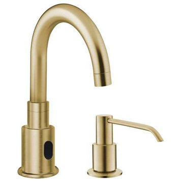 Fontana Commercial Brushed Gold Touchless Automatic Sensor Faucet, Manual Soap