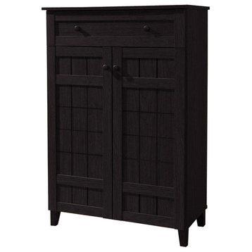 Bowery Hill Tall Shoe Cabinet in Dark Brown