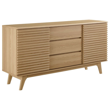 Render 63" Sideboard Buffet Table or TV Stand, Oak