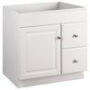 Wyndham 30-Inch 2-Drawer Unassembled Wood Vanity Without Top in White