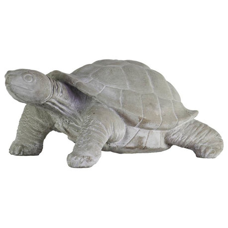 Turtle Cement Figurine, Concrete Gray