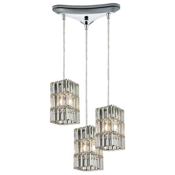 Modern Contemporary Luxe Three Light Chandelier in Polished Chrome Finish
