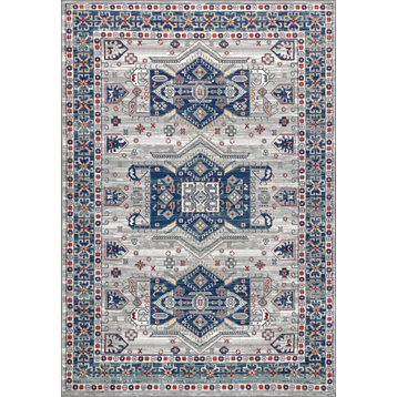 Modern Persian Vintage Moroccan Light Grey/Blue 5' x 8' Area Rug