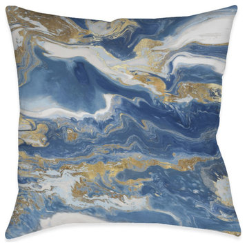 Blue and Gold Serenity Indoor Pillow, 18"x18"