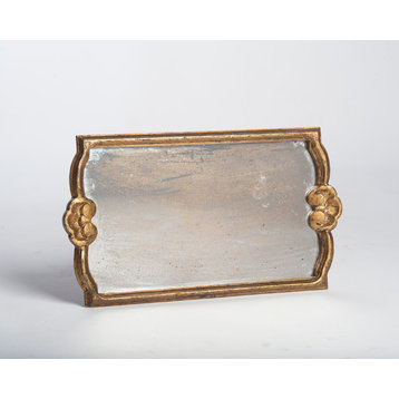 Vendome Tray With Antiqued Mirror, Gold, Medium