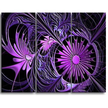 "Embossed Purple Floral Shapes" Wall Art Canvas, 3 Panels, 36"x28"