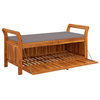 vidaXL Outdoor Storage Bench Patio Deck Box with Cushion Solid Wood Acacia