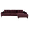 Colyn Reversible Sectional, Mulberry Velour Seat/Matte Black Steel Legs