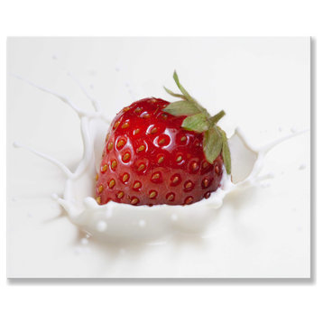 Strawberry in Milk Canvas Wall Art, 16 X 20