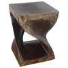 Haussmann Wood Twist End Table 15 x 15 x 20 inch High Mocha Oil