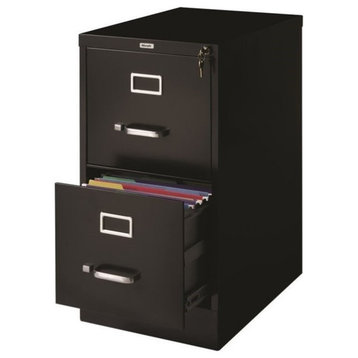 Bowery Hill 22" 2-Drawer Metal Letter Width Vertical File Cabinet in Black