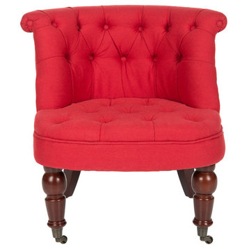Safavieh Carlin Tufted Chair, Cranberry, Cherry Mahogany
