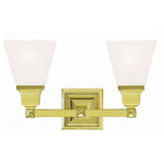 Livex Lighting - Livex Lighting 1032-02 Mission - 2 Light Bath Vanity in Mission Style - 15 Inche - The Mission collection has clean lines with geometMission 2 Light Bath Polished Brass SatinUL: Suitable for damp locations Energy Star Qualified: n/a ADA Certified: n/a  *Number of Lights: 2-*Wattage:100w Medium Base bulb(s) *Bulb Included:No *Bulb Type:Medium Base *Finish Type:Polished Brass