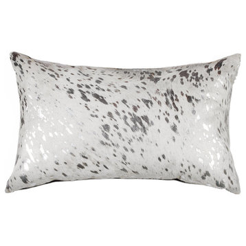 Torino Cowhide Pillow, Silver/Gray, 12"x20"