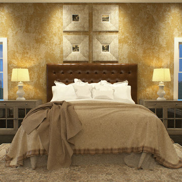 Luxury Traditional Bedroom 3D Rendering