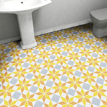 8"x8" Assila Handmade Cement Tile, Multicolor, Set of 12