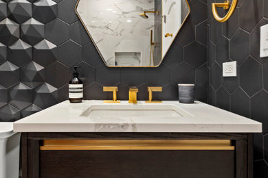 Inspiration for a modern powder room remodel in Chicago