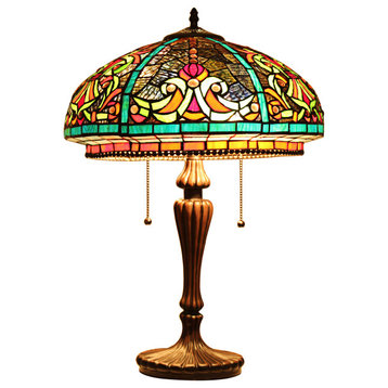 CHLOE Lighting DOLORIS Tiffany-Style Victorian Stained Glass Table Lamp