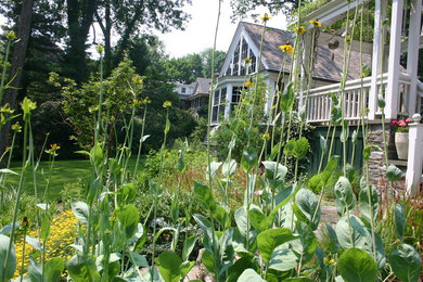 Design ideas for a traditional sloped garden in Philadelphia.