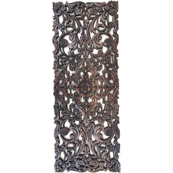 Floral Wood Carved Wall Panel.
