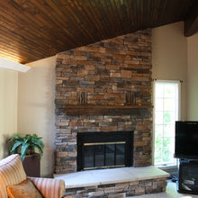Stacked Stone Fireplace
