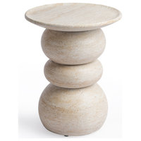 Studio London Elegant Silfi Travertine Effect Stool for Modern Home Bedroom