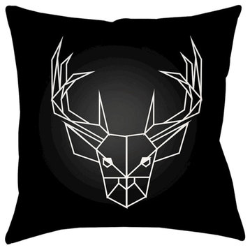 Geometric Caribou by Surya Poly Fill Pillow, Black, 16' x 16'