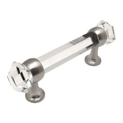 Cosmas - Cosmas 6393SN-C Satin Nickel With Clear Glass Cabinet Cup Pull, Set of 5 - Cabinet And Drawer Handle Pulls