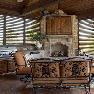 Private Covered Patio with Weatherwell Elite Aluminum Shutters