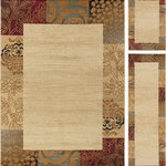 Tayse Rugs - Sedona Transitional Floral Beige 3-Piece Area Rug Set - Invoke a sense of tranquility with the natural colors and patterns of this transitional area rug. Featuring an antique ivory and buff beige field surrounded by a botanical border with burnished gold