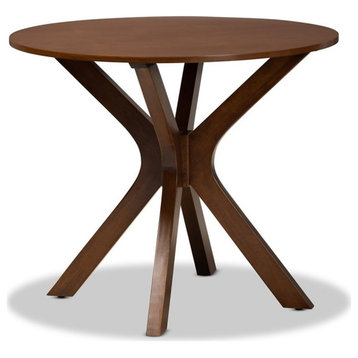 Bowery Hill Mahogany Walnut Brown Finished 35-Inch-Wide Round Wood Dining Table