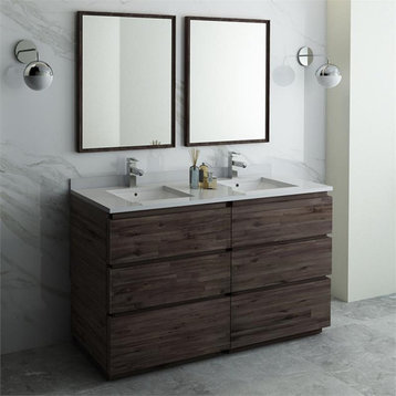 Fresca Formosa 60" Double Sinks Bathroom Vanity with Mirrors in Brown