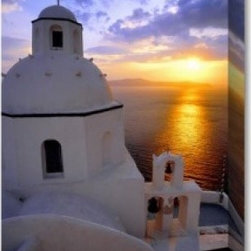 Santorini Sunset Outdoor Canvas Art - Artwork
