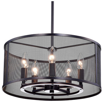Aludra 5-Light Oil-Rubbed Bronze Round Metal Mesh Shade Pendant Chandelier