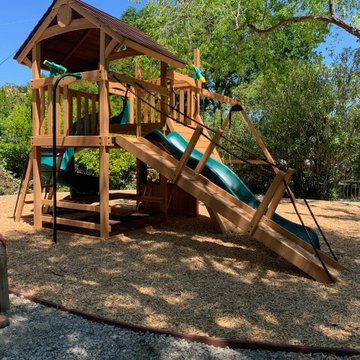 Walnut Creek Bocce Ball and play structure for a child friendly front yard
