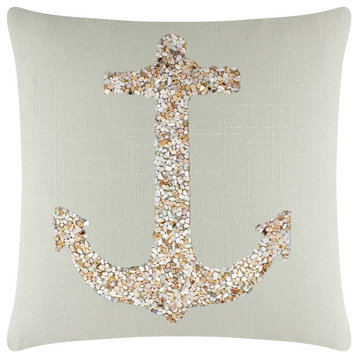 Sparkles Home Shell Anchor Pillow, Linen, 16x16