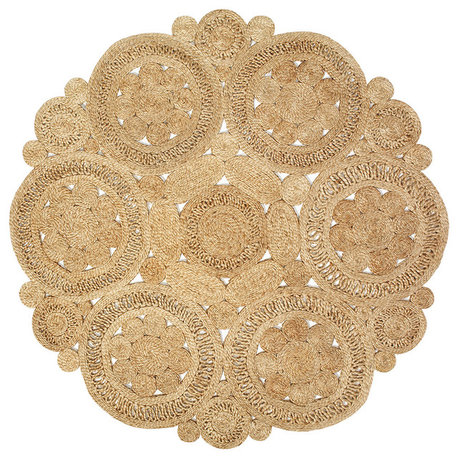 Floral Fantasy Organic Jute Area Rug, 8' Round