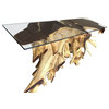 Teak Root Console Table With Glass Top 60" Natural