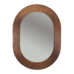 Premier Copper 35&Prime; Hand Hammered Oval Copper Mirror MFO3526 - Wall Mirrors